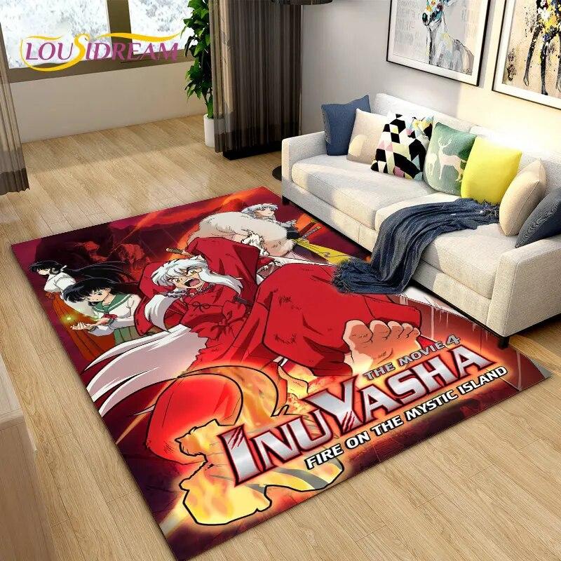 Inuyasha Japan Anime Cartoon Area Rug,Carpet Rug for Living Room Bedroom Sofa Doormat Decoration,Kids Play Non-slip Floor Mat