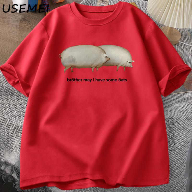 

Brother May I Have Some Oats Tshirt Unisex Women Funny Pig Graphic Tees Harajuku Loose Casual Short Sleeve Printed Tshirt Summer XL