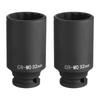 Uxcell 2pcs Deep Impact 32mm Metric Chrome Molybdenum Alloy Spindle Axle Nut Impact Socket 6-Point Socket, 1/2" Drive, Steel,
