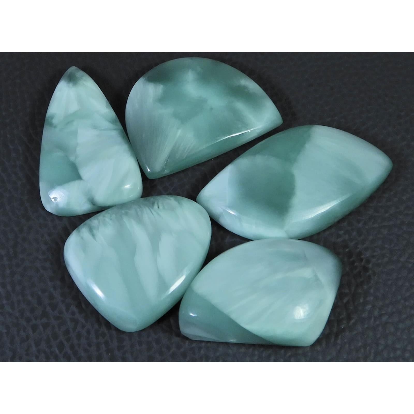 235Cts. Натуральный Зеленый Гемиморфит Фантазийная Кабошон Россыпной Драгоценный Камень 5 Шт. Партия C-1580