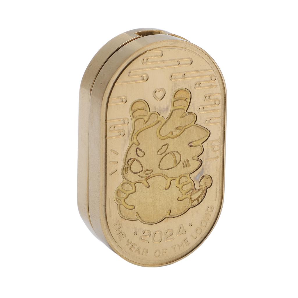 Dragon Pattern Fingertip Slider Toy Portable Fingertip Push Card Toy Stainless Steel Push Card