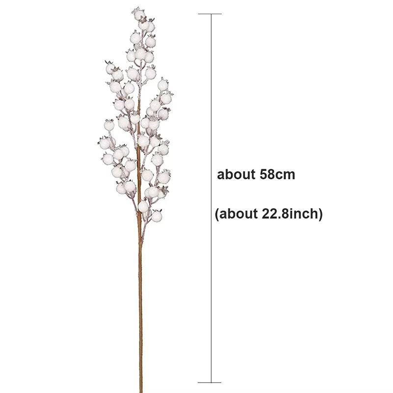 1Pcs 58cm Artificial White Berries Stems Christmas Berry Branches For Flowers Arrangements&Home DIY Crafts Fake Snow Tree Decora