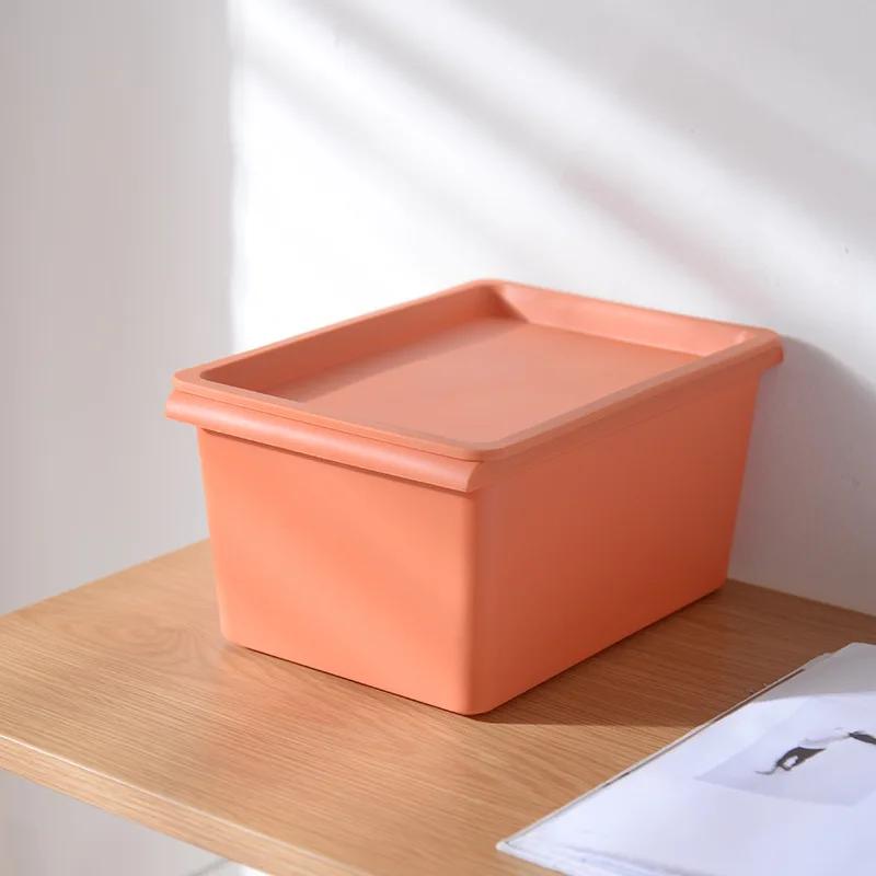 Desktop Plastic Storage Box with Lid Home Makeup Clothes Underwear Sundries Toy Cosmetics Storage Basket Kitchen Food Organizer
