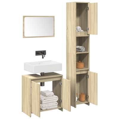 Vidaxl 3-Cz. Bathroom Furniture Set, Sonoma Oak Color