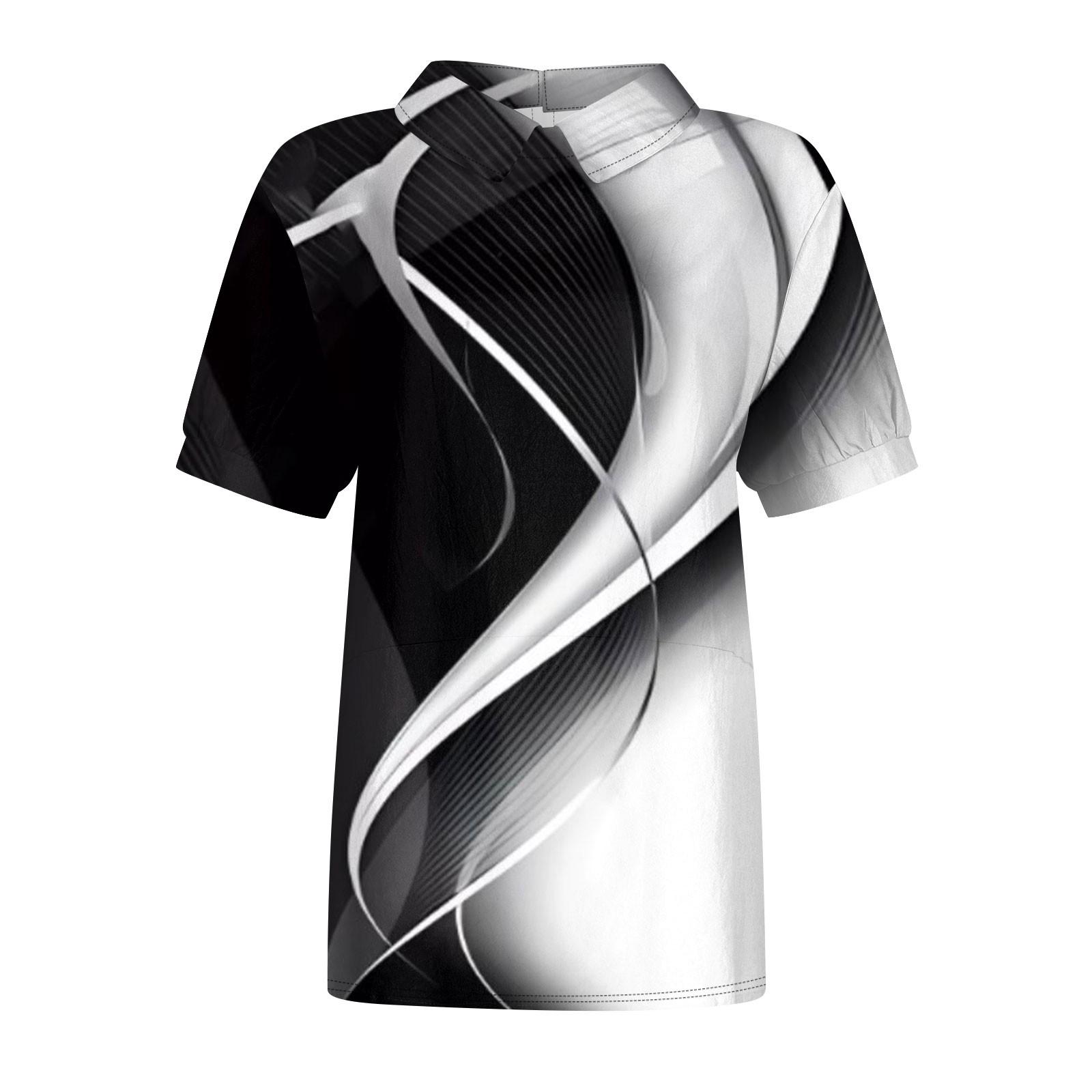 Женская повседневная футболка-пуловер с короткими рукавами и лоскутным принтом в стиле — фото 4