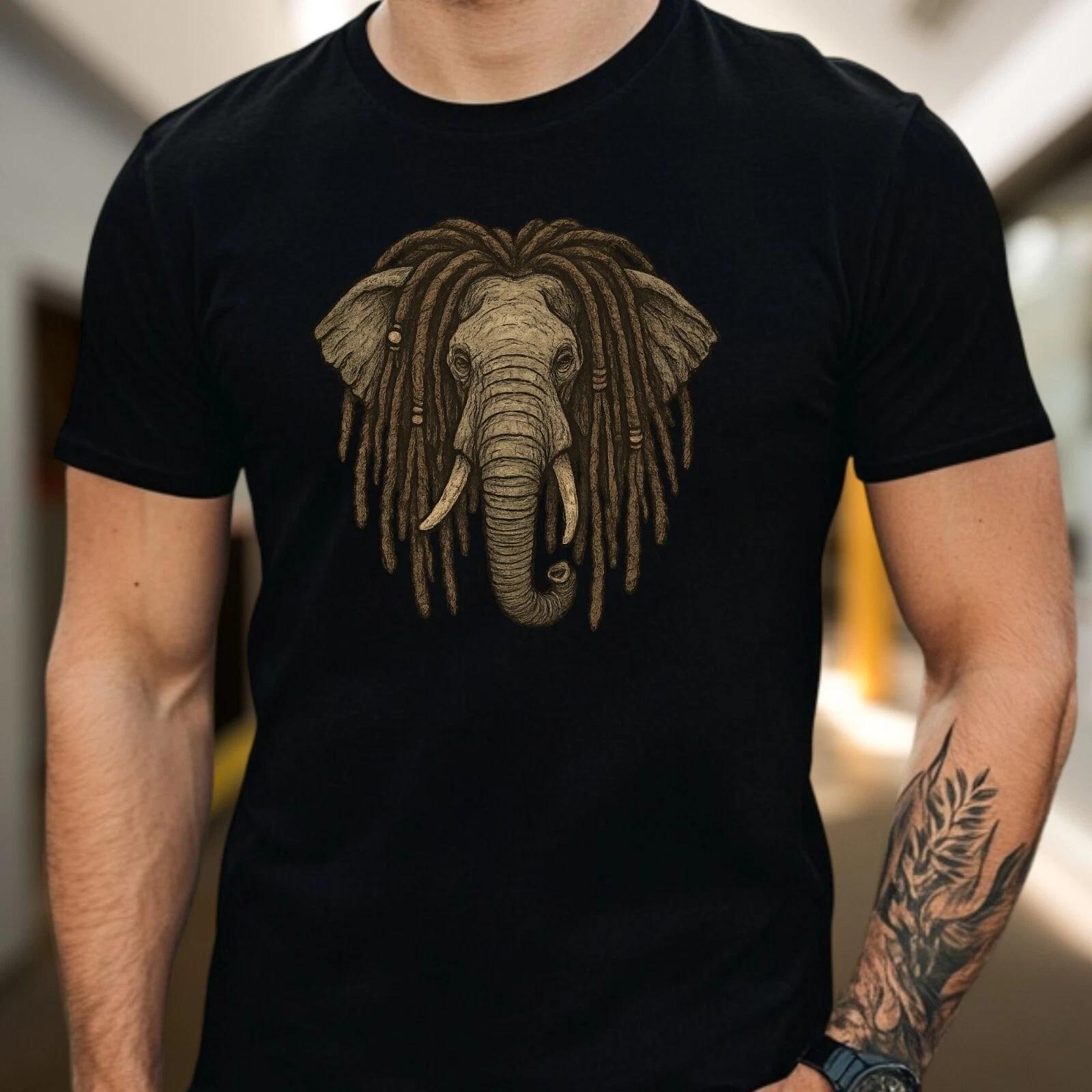 T-Shirt Herren Elefant mit Dreadlocks Motiv Baumwolle Größe S bis 5XL XS