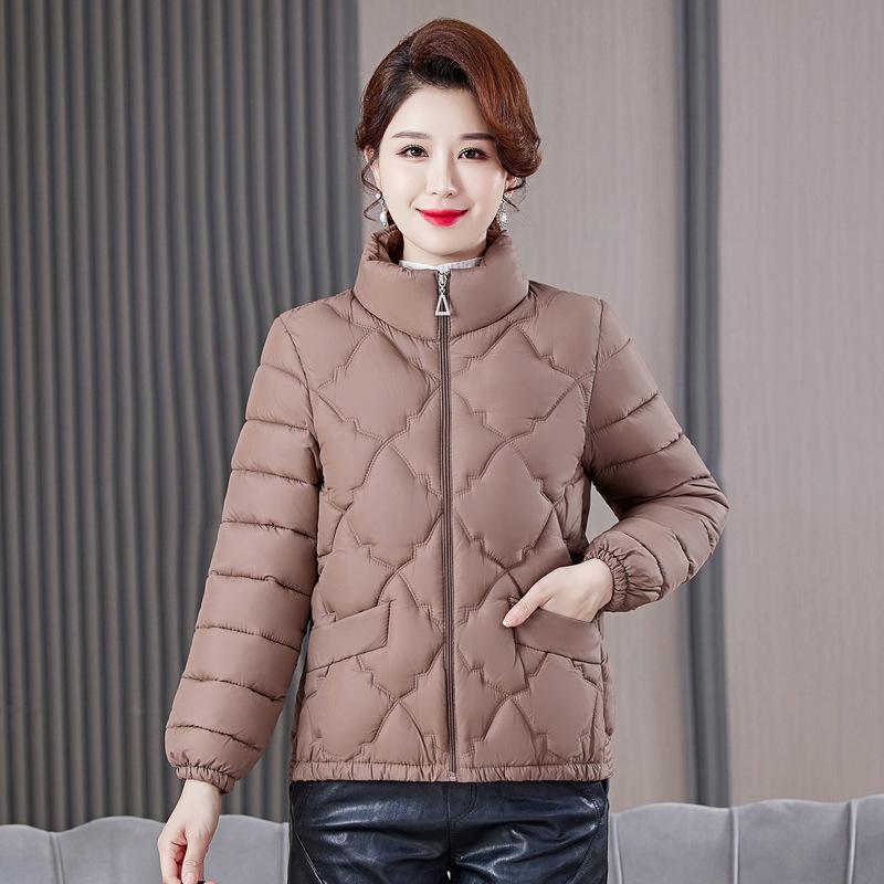 Women's Thin Cotton-padded Jacket Women's Short New Large Size Stand Collar Autumn and Winter Temperament Thin Cotton-padded Jacket.