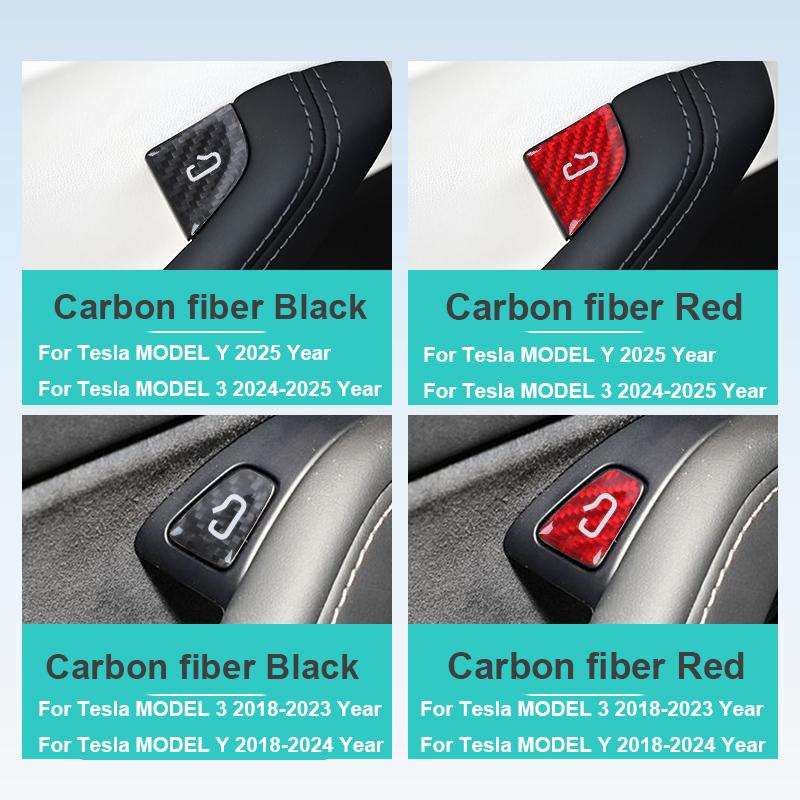 4PCS Real Carbon Fiber Car Door Switch Panel Cover Sticker For Tesla Model 3 Y 2018-2025 Car Interior Decoration Accessories