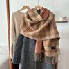 New Double sided Gradient Checkered Scarf for Men and Women in Autumn and Winter Warm and Fashionable Commuting Tassel Scarf
