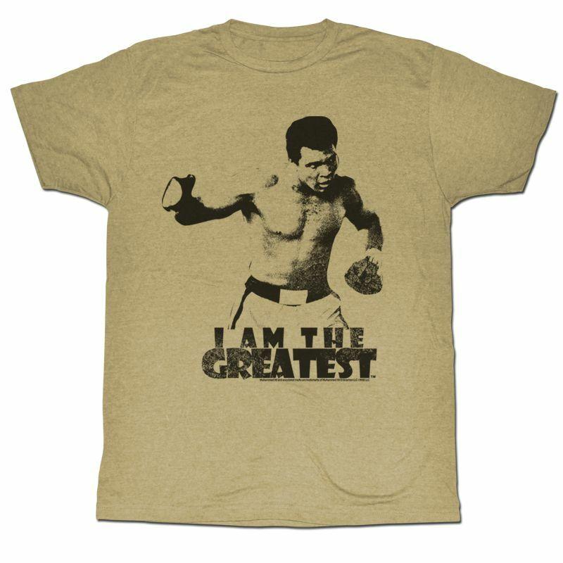 Muhammad Ali I Am The Greatest Khaki Heather Adult T-Shirt L