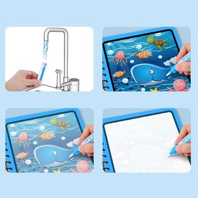 1Set Cahier de Dessin à l'Eau Magique pour Enfants Livre de Coloriage à l'Eau Réutilisable avec Stylo Tapis de Peinture sans Salissures Apprentissage Éducatif Précoce ZYF
