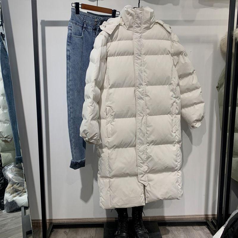 Mid-length Down Cotton-padded Jacket for Women Winter New Style Over-the-knee Student Loose Large Size Thickened Cotton-padded Jacket Coat Bread Suit