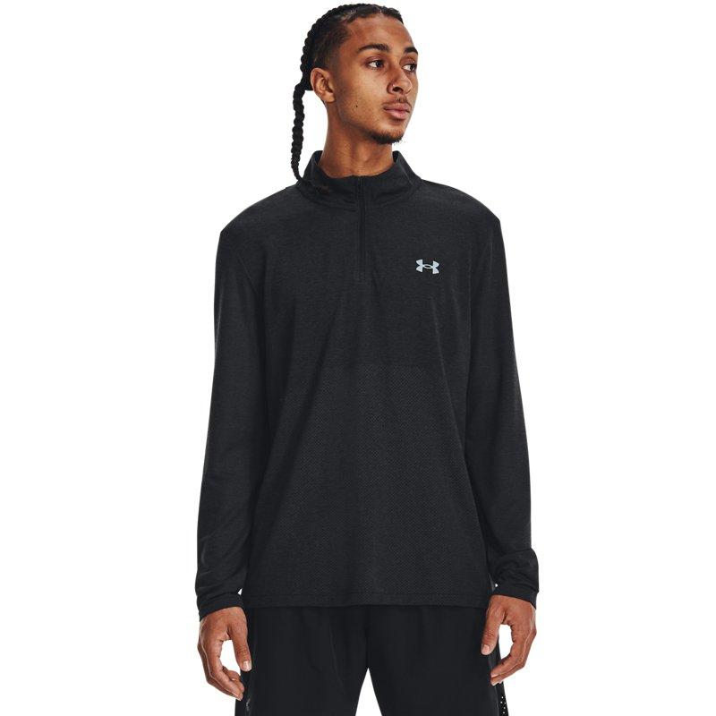 Under Armour T-shirt Pullover a Maniche Lunghe con Collo Alto Tinta Unita Uomo Top Nero 1378168-001