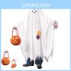 Spooky Halloween Ghost Cosplay Costume With Pumpkin Candy Bag For Kids