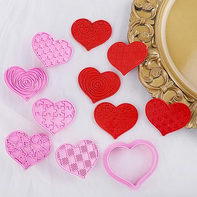 6ks Valentýn Láska srdce Vykrajovátka na sušenky Forma kutilské pečení Fondán Poleva Poleva Cookie Embossovací forma Forma na zdobení dortů Pomůcky