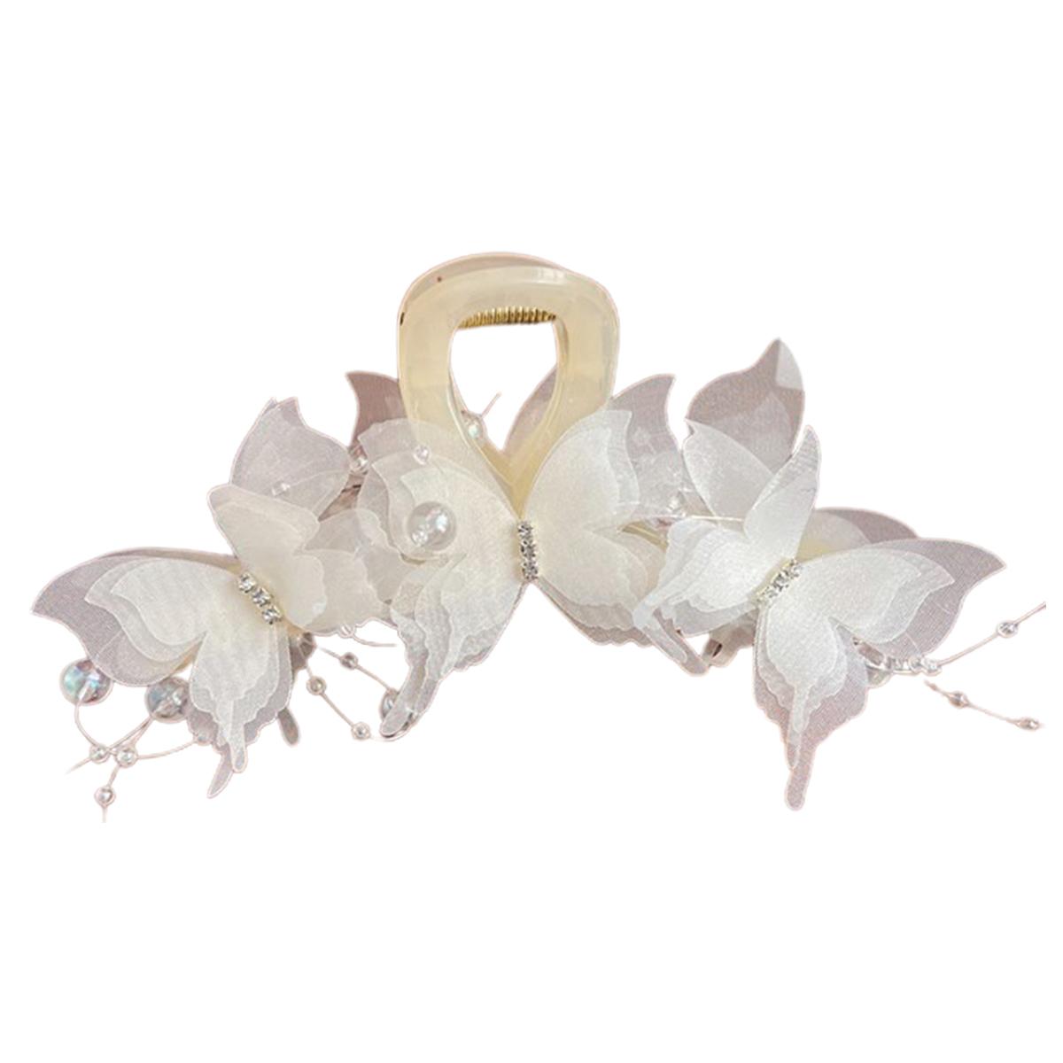 

Заколка-бабочка в виде царапки, аксессуар для волос в стиле «лес», для женщин, элегантный головной убор в виде феи для ежедневного ношения, прочный белый