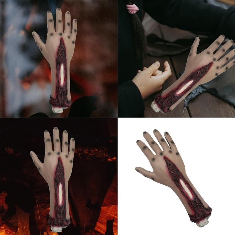 Scary Fake Bloody Hand Broken Terror Severed Hand Body Prank Party Props for Halloween Party and Haunted House Decor