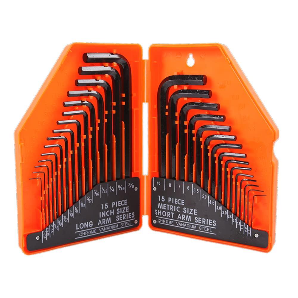 Orange Hex Wrench Hex Key Wrench Wrench Precision Wrench Set 30-piece Set, Set, L-shaped Set, (0.028-3/8 In, 0.7-10 Mm)