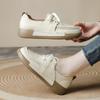 Women Casual Laceup Loafers Comfort Soft Sole Daily Walking Shoes Fashion Round Toe Flat Genuine LeatherShoes Outdoor Travel
