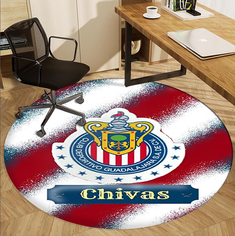 Club Deportivo Guadalajara Muster Runder Teppich, Innen-/Außenmatte, für Picknick, Spielzimmer, Schlafzimmer, Büro, Wohnzimmer, Heimdeko Teppich, Geburtstagsgeschenk