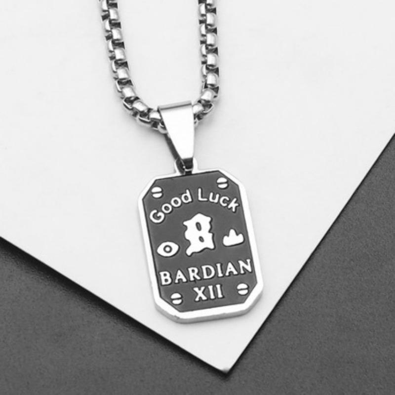 Square Letter Necklace Men s Hip-hop Trendy Light Luxury Square Chain Clavicle Chain Pendant Trendy 60CM