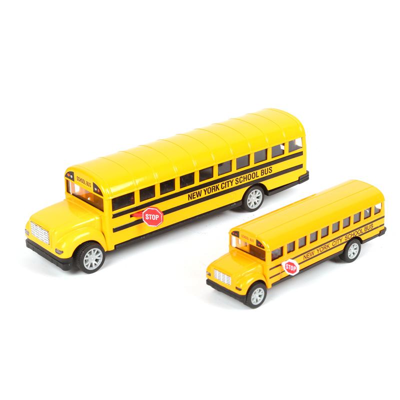 School Bus Children's Alloy Pullback Toy Simulation Open-door Campus Car Model