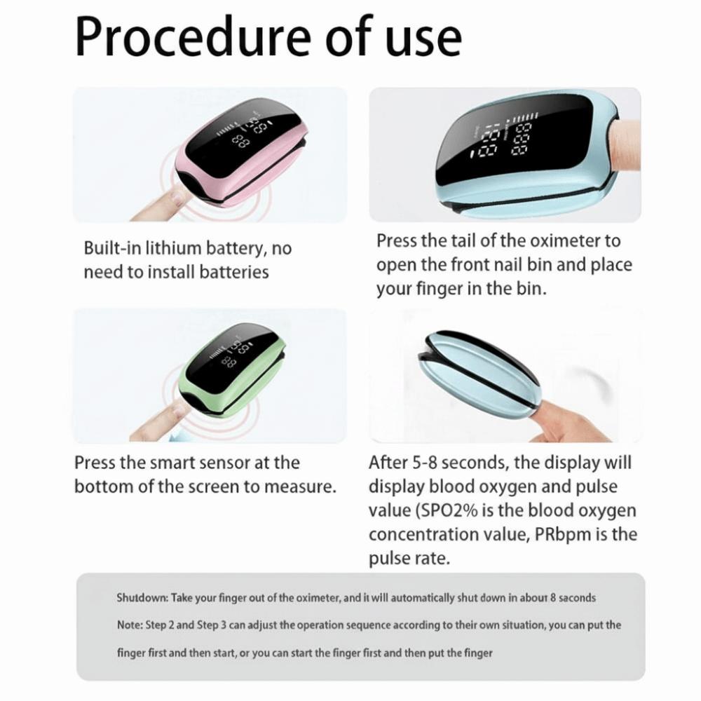 Oxygen Blood Saturation Blood Oxygen Meter Wireless Fingertip Oximeter  Portable Monitoring