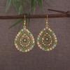 Turquoise Bohemian Owl & Palm Bronze Carved Dreamcatcher Earrings for Women