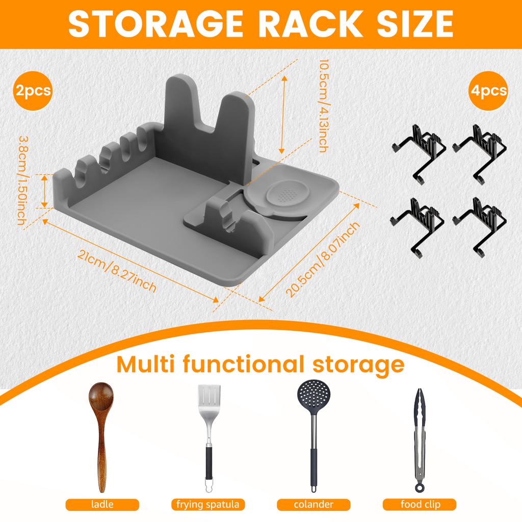 Silicone Kitchen Tool Holder Versatile Easy to Clean Utensil and Pot Lid Holder Non-Slip Storage Pad Tableware Drying Rack