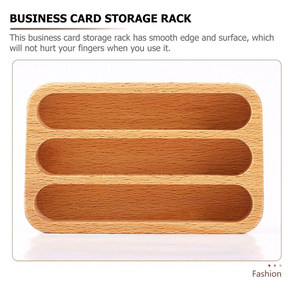 Solid Beech Wood Business Card Holder Beech Memo Counter Desk Display Stand  Home Office