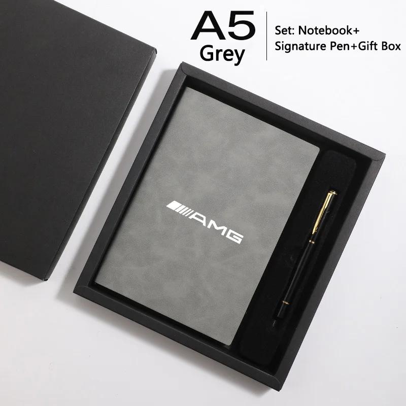 

GLC GLB Notebook+Signature Pen Gift Box Set Customized Gift For Mercedes Benz AMG Class A W222 W204 W214 CLS CLE CLA Car Logo A сірий