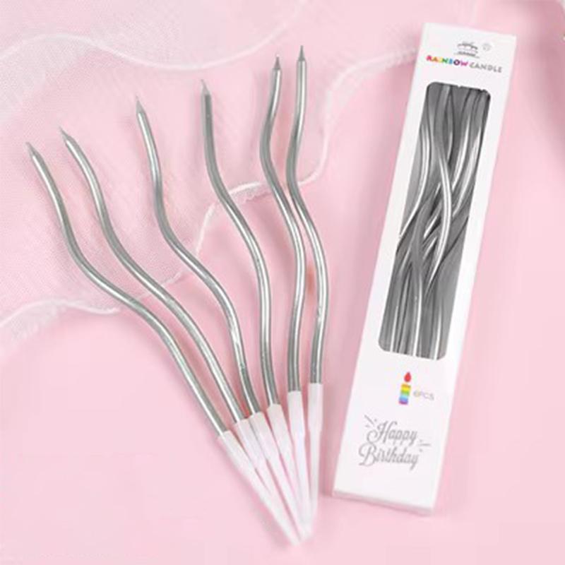 Candle Party Event  6pcs Curved Cake Candles  Original Birthday Wedding Decoration Festive Supplies
