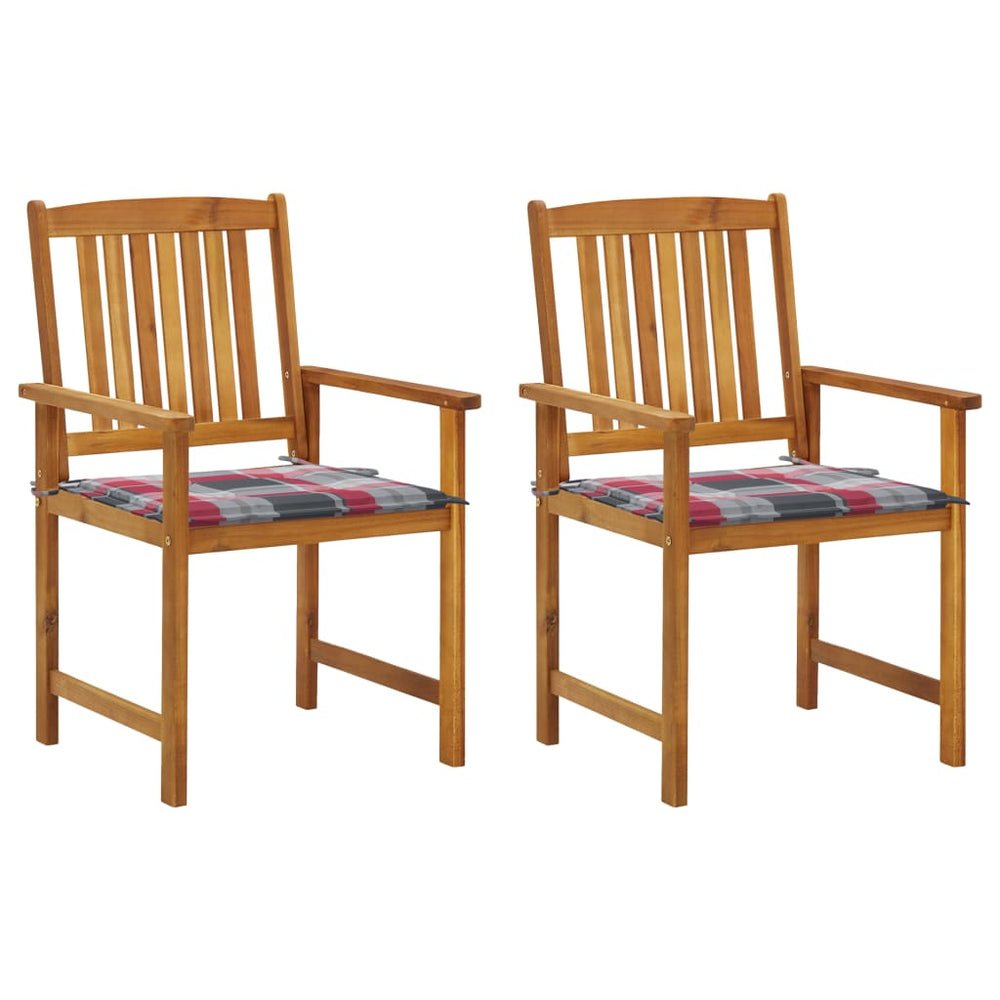 Chaises de jardin avec coussins lot de 2 Bois d'acacia massif