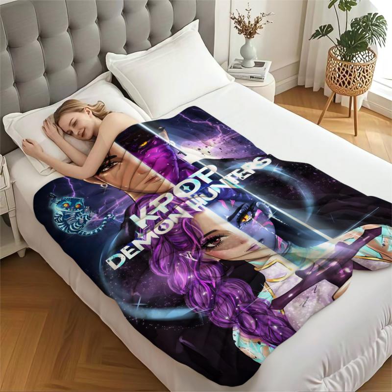 K-Pop Demon Hunters Blanket Hot Rumi Mira Zoey Fan Gifts Blanket Soft Fluffy Flannel Throw for Home Sofa Camping Travel Office