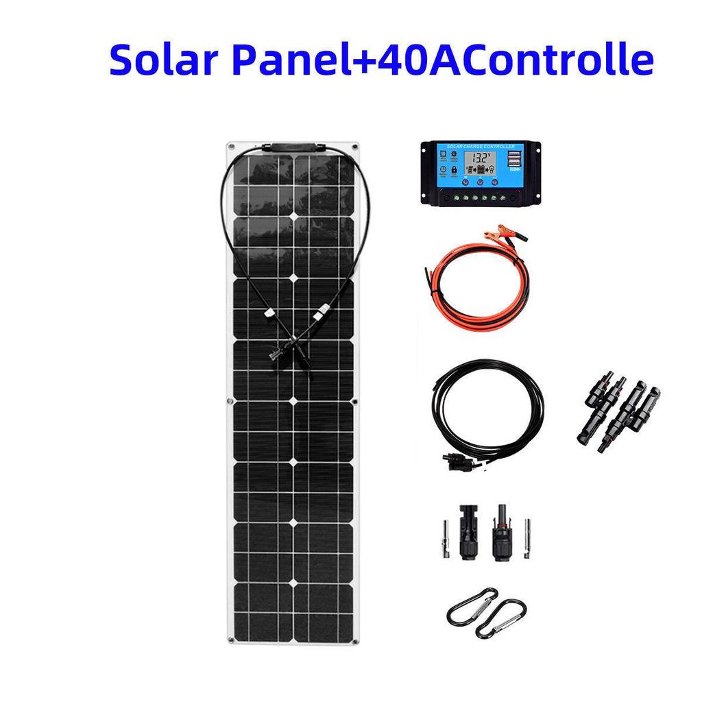 100W Flexible Solar Panel & Controller Kit - 2pcs Photovoltaic System Set