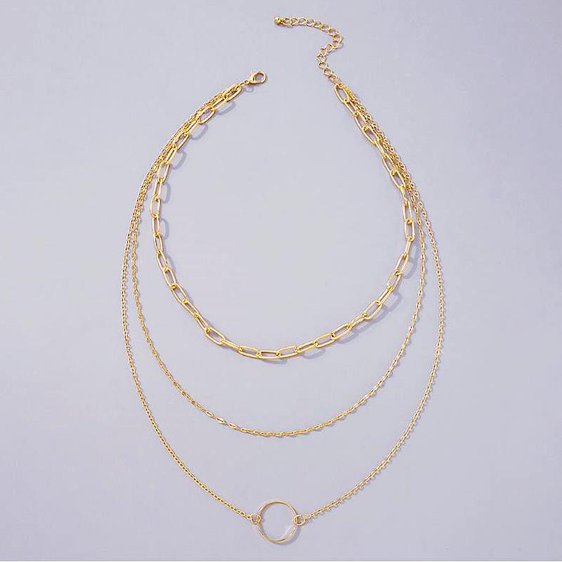 Europe, America, fashion and cold wind stacked accessories women, simple lip chain hollow love circle necklace