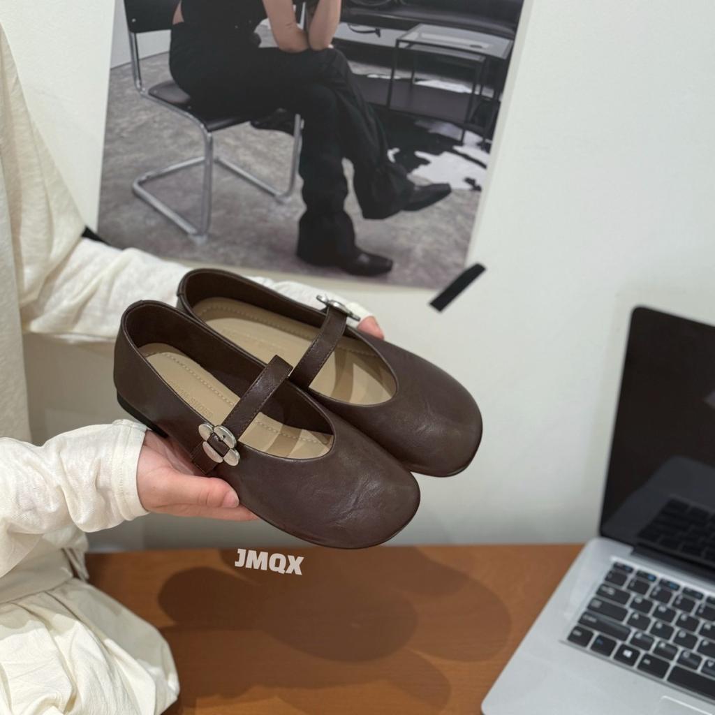 2025 new retro Mary Jane shoes women's autumn word with flat bottom shallow mouth ballet shoes commuter shallow mouth single shoes