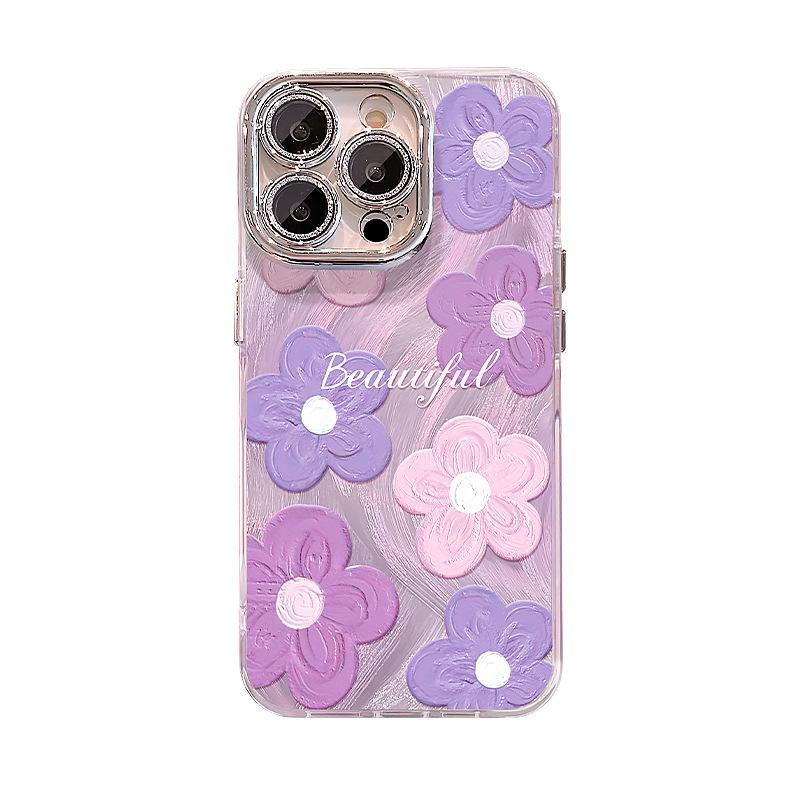 Oil painting flower lanyard for Apple 17 feather yarn mobile phone case iphone15promax Xiaomi vivo Huawei 16