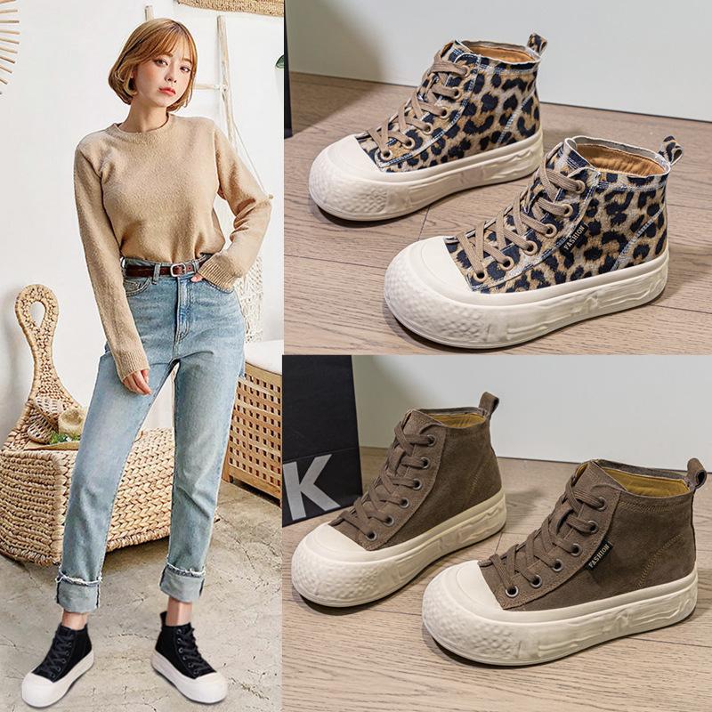 Skórzane buty na jesień i zimę, wysokie, na platformie, płaskie, damskie, w dużych rozmiarach