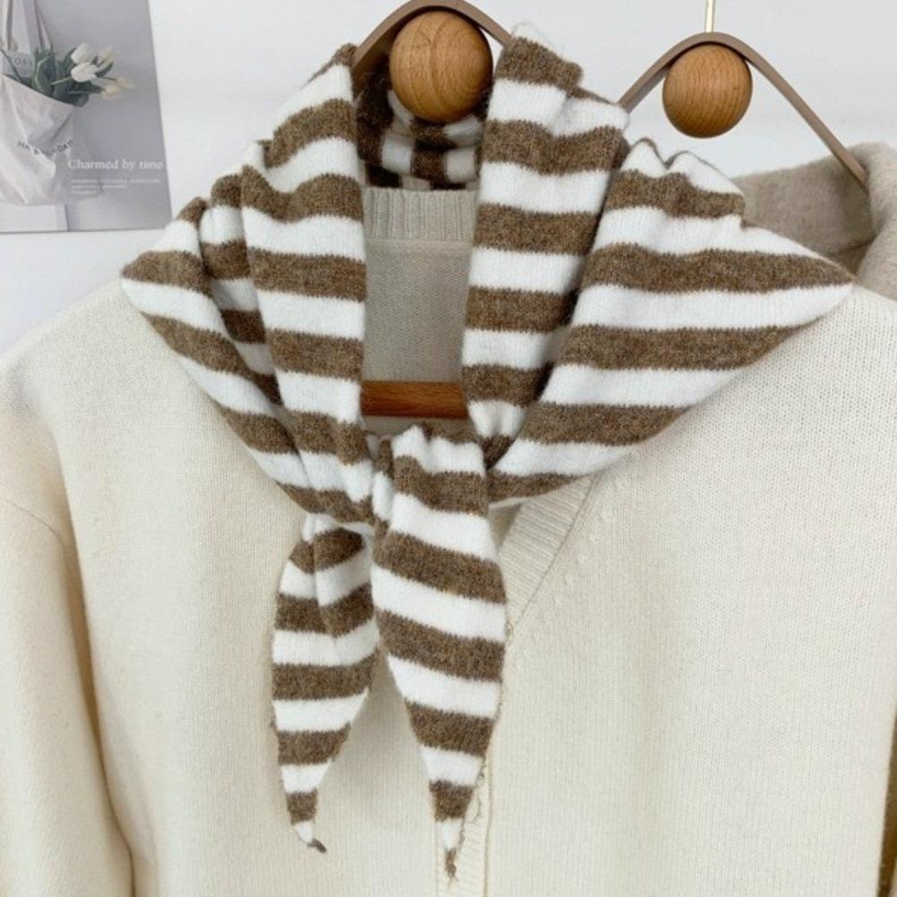 Striped Pattern Triangular Scarf Soft Knitted Wool Scarf Fashion Knitted Shawl Holiday Present 5
