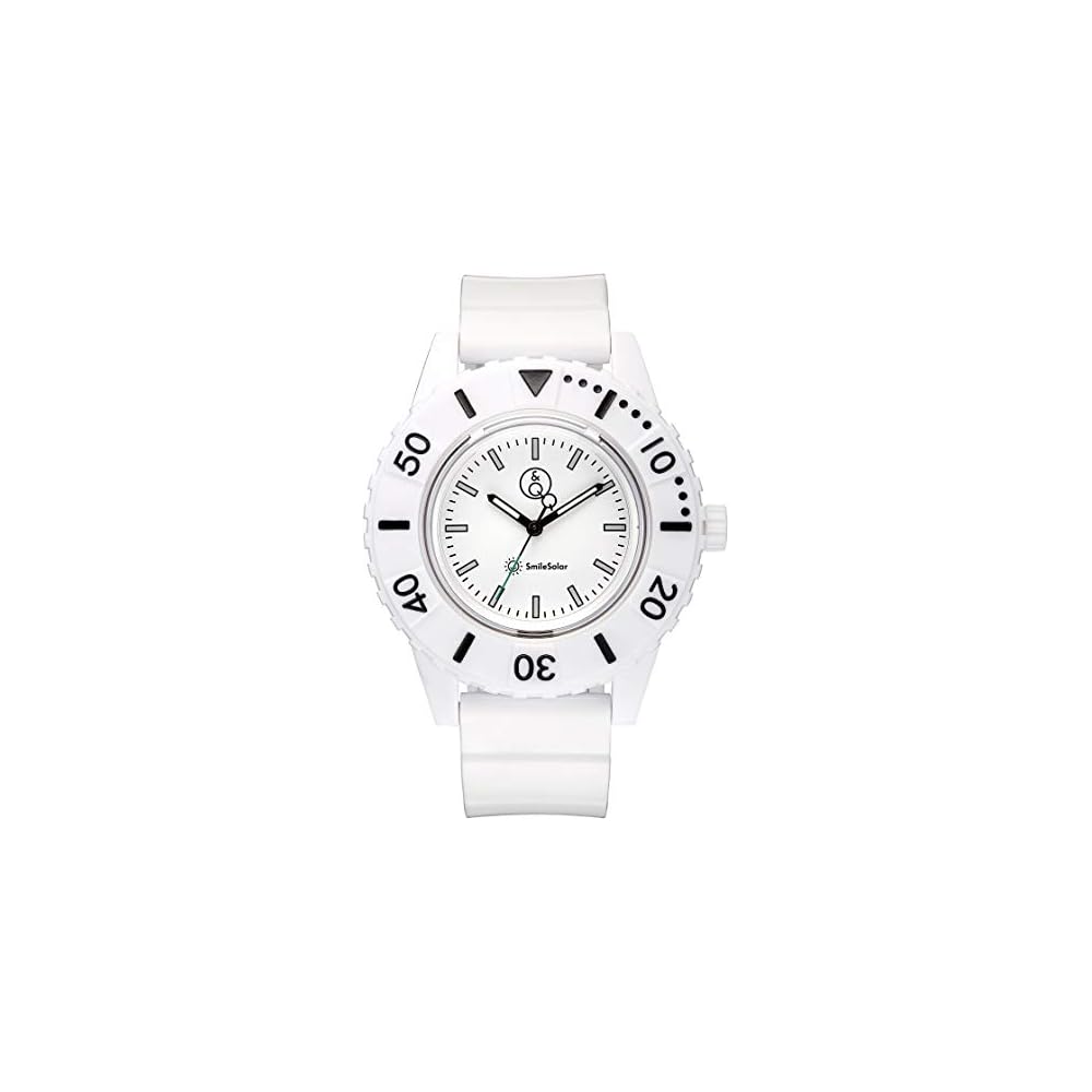 QQ SmileSolar Analog Diver s Watch Solar Waterproof with Urethane Strap RP30-001 Men s White