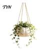 Durable Resin Planter Pumpkin Shaped Hanging Plant Pot, 4.3 Inch Lightweight Flower Adjustable Modern Aesthetic Room Accents Rope Mini Pots for Indoor