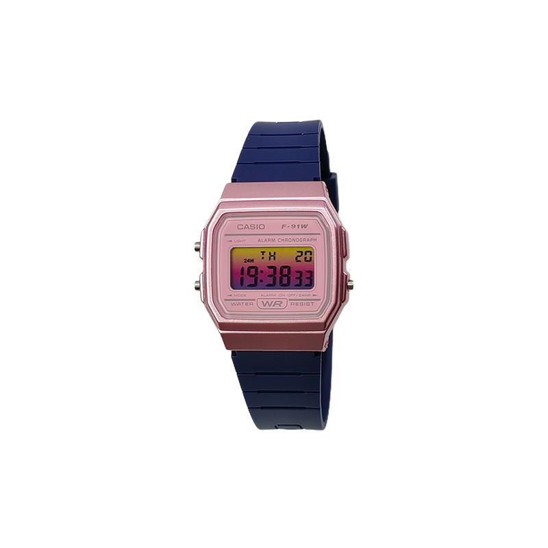 CASIO Customized watch modified series red mirror pink resin case life waterproof F-91WS-4 modified-Dream F-91WS-LanSeBiaoDaiHuangFenJianBianBiaoJing
