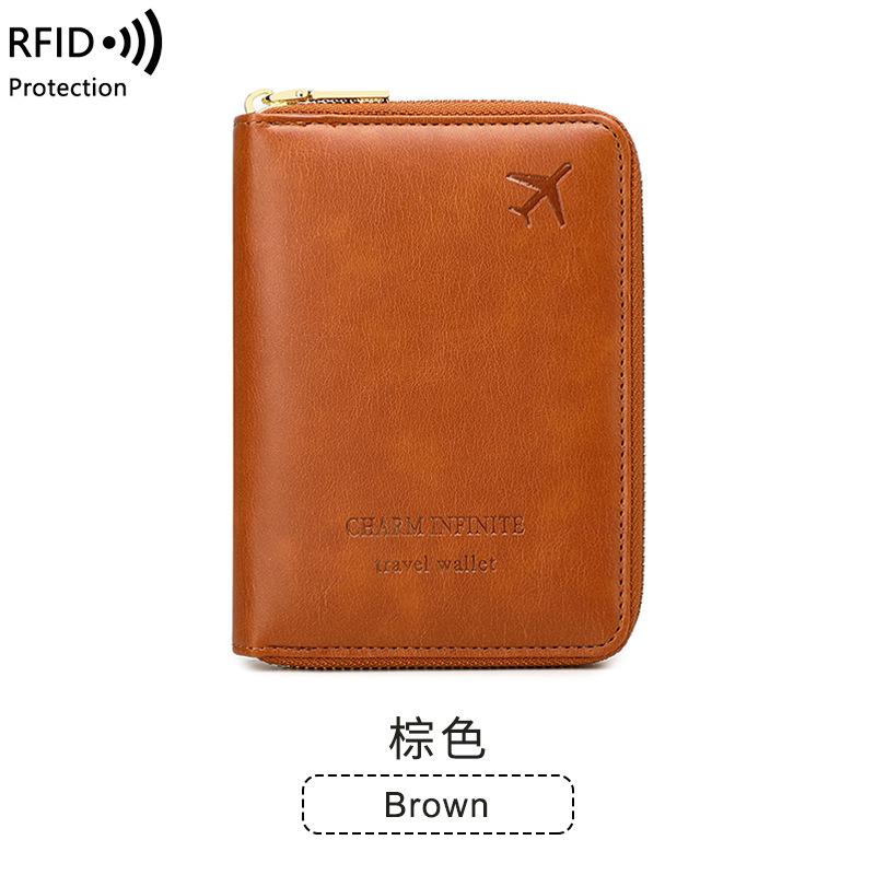 2025 new anti-magnetic passport clip zipper short travel passport bag multi-functional storage ID bag