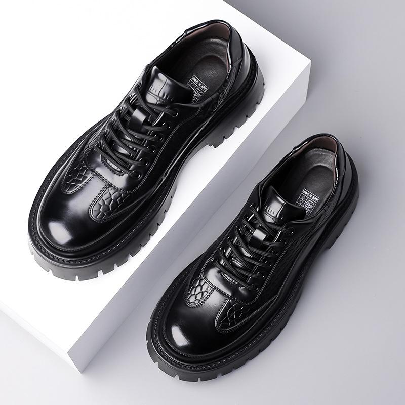 

Мужские формальные кожаные туфли на толстой подошве - Осенняя коллекция, размеры 38-48, есть очень большие размеры 39 чёрный