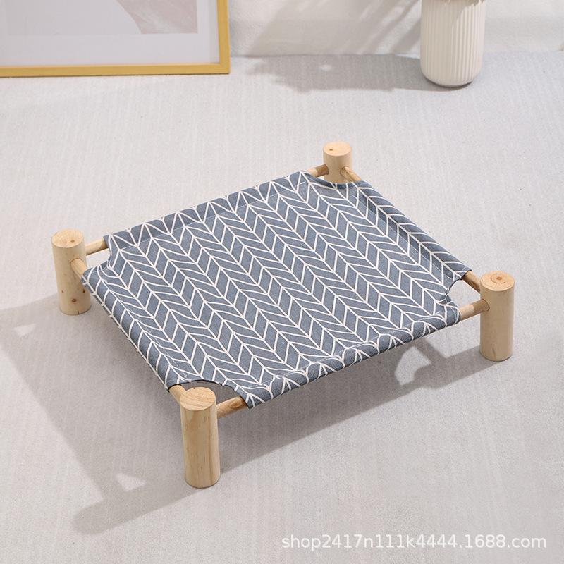 Elevated Pet Bed for Cats Dogs Detachable Nylon Canvas with Pine Wood Frame Breathable Raised Kitty Puppy Nest Portable Pet Bed
