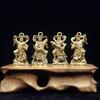 New Retro Brass Four Heavenly Kings Statues Desktop Ornaments Antique Miscellanea Buddha Bronze Carvings Vintage Bronzeware