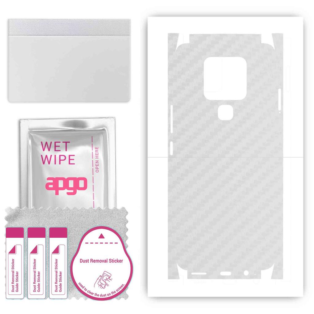 apgo Protective Skin Sticker for the Back+sides Compatible with Tecno Camon 16, Full Wrap Film, Foil, Vinyl - Pattern Transparent Carbon