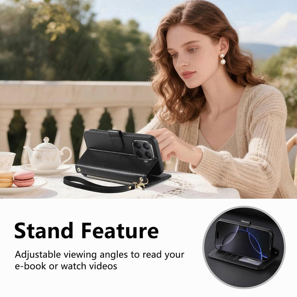 For Xiaomi 14T 15T 17 Pro Max 15 17 Ultra Poco F5 X6 X7 Pro M7 Crossbody Wallet Case, Quilted Zip Pocket Card Holder Lanyard