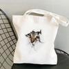 3D Realistic Cute Kitten Print Large Capacity Canvas Tote Bag for Students